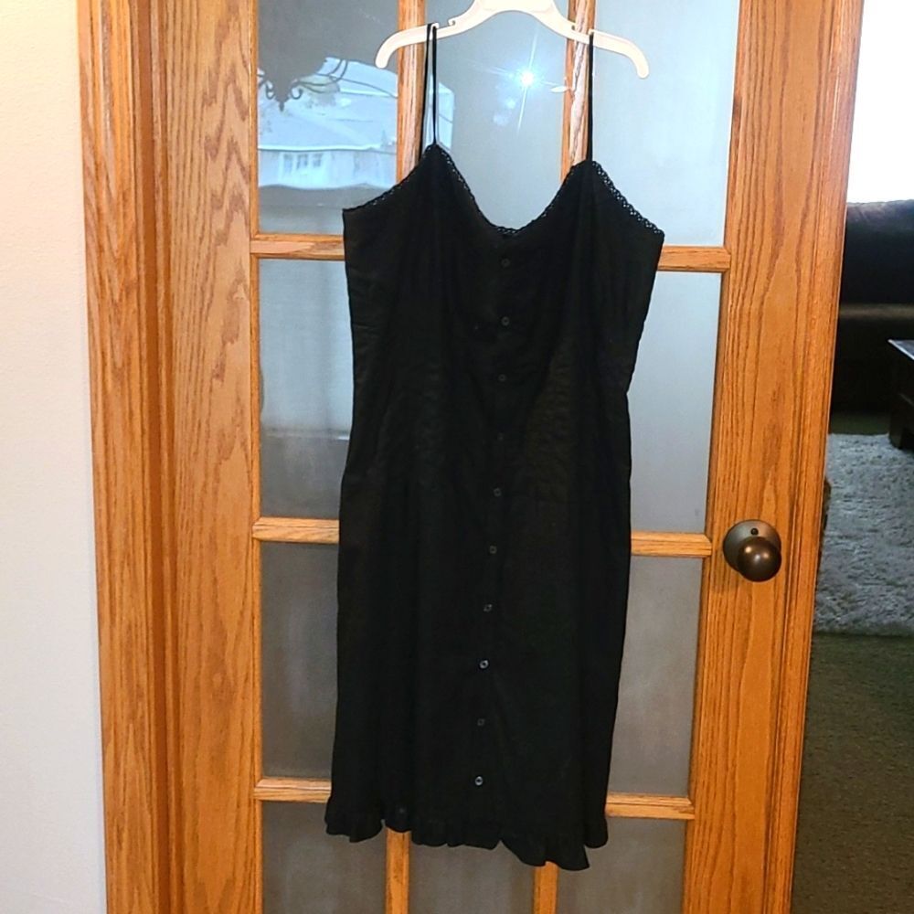 Ralph Lauren Black Spaghetti Strap Slip Dress Midi